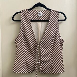 Princess Polly - Lishar - Vest Tank Top - Brown & Ivory - Striped - Large 12